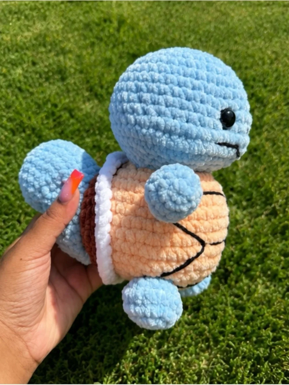 Plush Blue and Peach Turtle Stuffed Animal - Soft Cuddly Toy